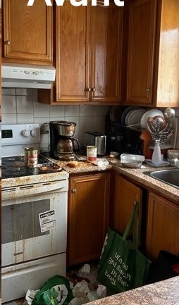 Exemple avant/après nettoyage de cuisine avant emménagement à Villeurbanne — état avant intervention
