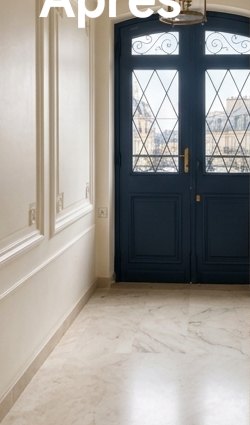 Exemple avant/après nettoyage de hall de copropriété à Paris — résultat après intervention