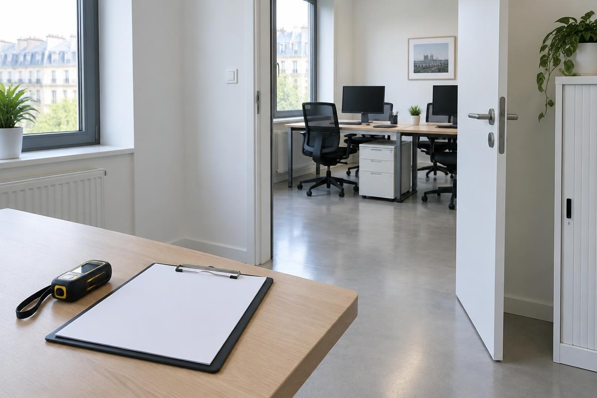Accès à un bureau et support de relevé pour la visite technique des lieux