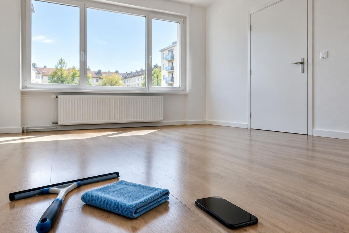 Vitres, porte et radiateur propres avant la remise des clés